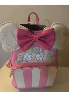 Loungefly Pink & White Bow Mouse Ear Mini Backpack